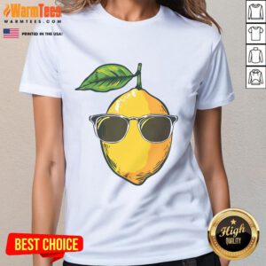 Awesome Lemon Sunglasses Ladies Tee featuring a vibrant lemon graphic and stylish design for summer fashion.
