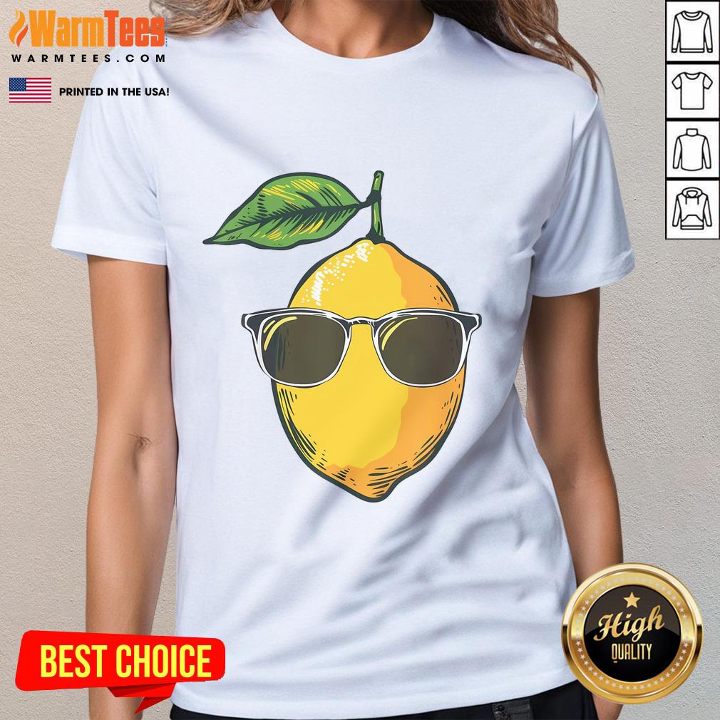Awesome Lemon Sunglasses Ladies Tee featuring a vibrant lemon graphic and stylish design for summer fashion.
