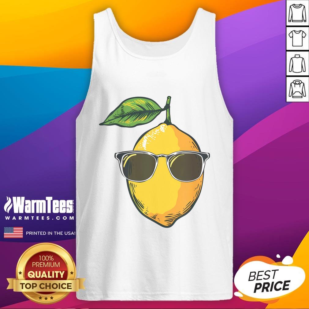 Stylish Awesome Lemon Sunglasses Tank Top featuring vibrant lemon graphics perfect for summer fashion.