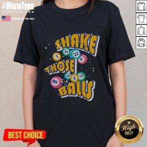 Awesome Shake Those Balls Bingo Ladies Tee featuring vibrant design, perfect for bingo lovers and fun gatherings.