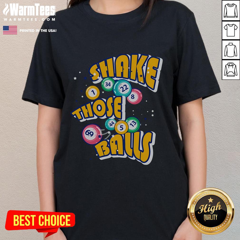 Awesome Shake Those Balls Bingo Ladies Tee featuring vibrant design, perfect for bingo lovers and fun gatherings.