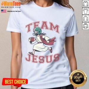 Awesome Team Jesus football lover tee for ladies, celebrating Christian faith and love for the Bible.