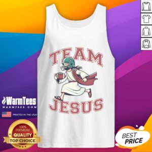 Awesome Team Jesus football lover wearing a Christian faith Bible tank top, showcasing love for sports and spirituality.