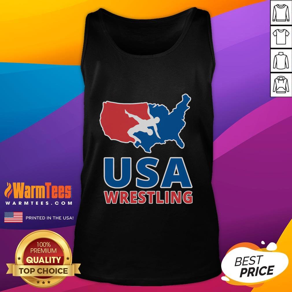 Awesome USA Wrestling US Map Tank Top featuring a vibrant design showcasing the map of the USA with wrestling graphics.