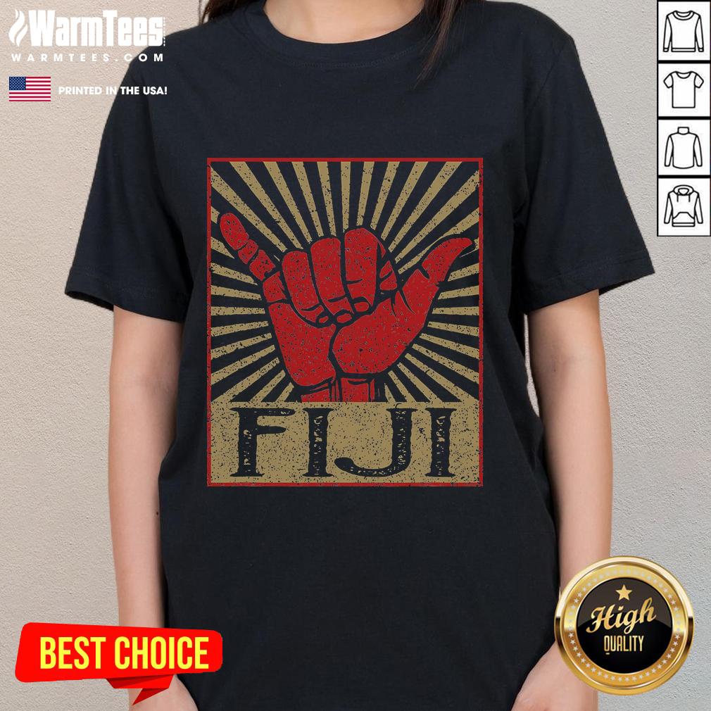 Awesome Vintage Fiji Island Surfer Retro Ladies Tee featuring a colorful surf design and relaxed fit for beach lovers.