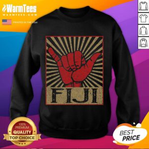 Awesome vintage Fiji Island surfer retro sweatshirt featuring vibrant colors and classic beach design.