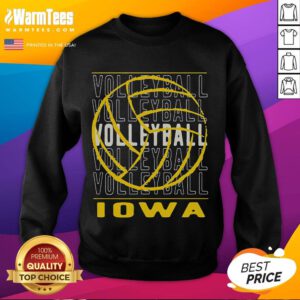 Awesome Volleyball Iowa Layered Repetitive Sweatshirt featuring vibrant design for volleyball enthusiasts.