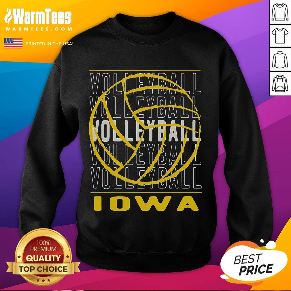 Awesome Volleyball Iowa Layered Repetitive Sweatshirt featuring vibrant design for volleyball enthusiasts.