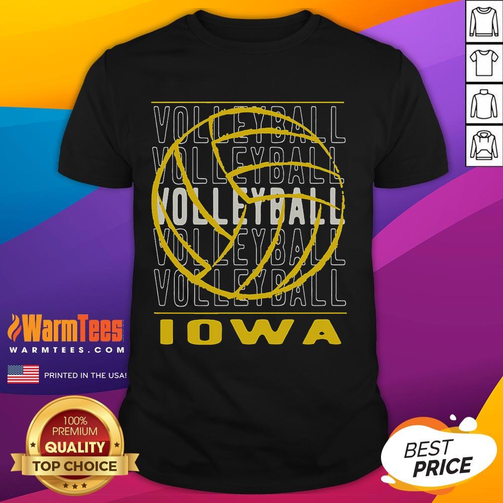 Awesome Volleyball Iowa Layered Repetitive T-Shirt design featuring bold graphics and vibrant colors for sports enthusiasts.