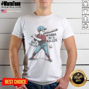 Alt Text: Retro game day baseball boy t-shirt featuring 'Wanna Be A Baller Shot Caller' design for stylish young fans.
