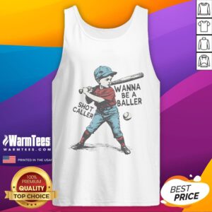 Retro game day baseball boy tank top featuring 'Wanna Be A Baller Shot Caller' design, perfect for young sports fans.