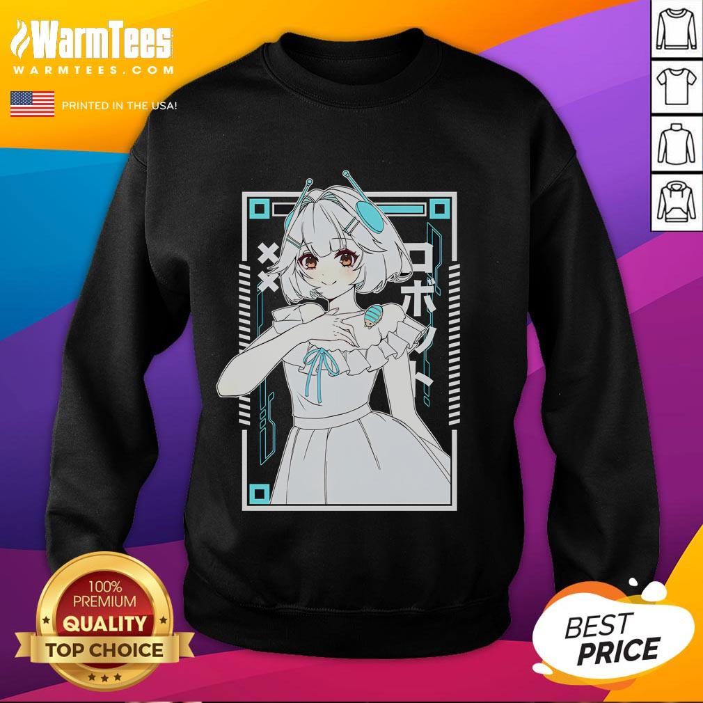 Cute Ellie Minibot sweatshirt featuring a sweet lil robot Vtuber design, perfect for fans of adorable apparel.