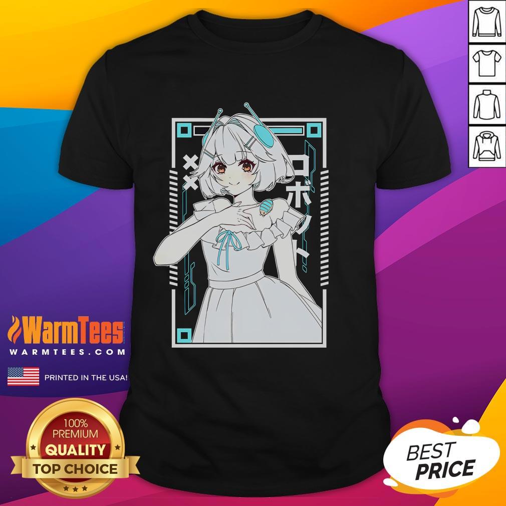 Alt Text: Cute Ellie Minibot Vtuber T-Shirt featuring a sweet robot design, perfect for fans of adorable anime-style apparel.