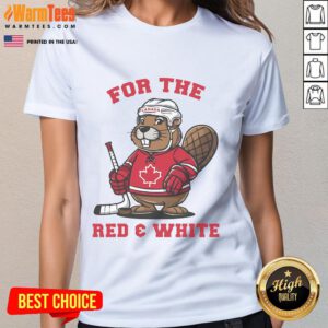 Alt Text: Cute Four Nations Battle Global Faceoff Canadian Beaver Hockey Ladies Tee featuring a playful beaver graphic.