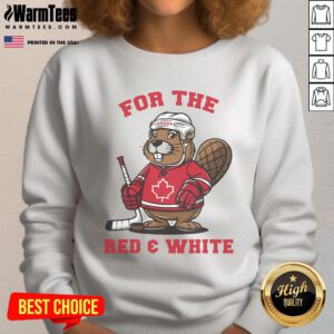 Alt Text: Adorable Canadian beaver graphic on a cozy sweatshirt, perfect for fans of the Cute Four Nations Battle faceoff.