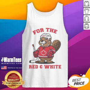 Cute Four Nations Battle Global Faceoff Canadian Beaver Hockey Tank Top design featuring a playful beaver and hockey elements.