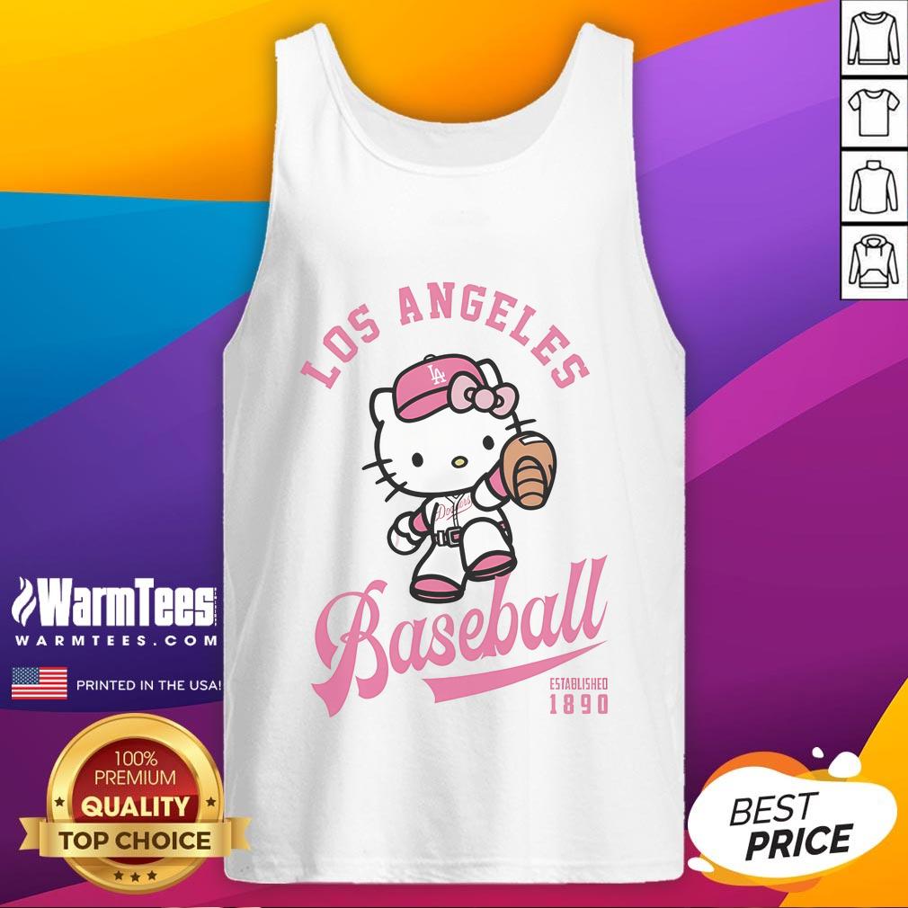 Cute Hello Kitty Los Angeles Dodgers tank top featuring a playful design, perfect for fans and summer wear.