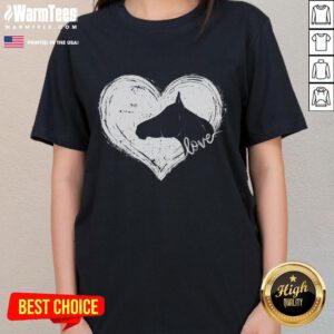 Cute horse heart design on a ladies tee, perfect for equestrian enthusiasts and horse riding lovers.