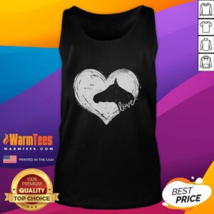 Alt Text: Cute horse heart design on equestrian horseback tank top, perfect for horse riding enthusiasts and fashion lovers.