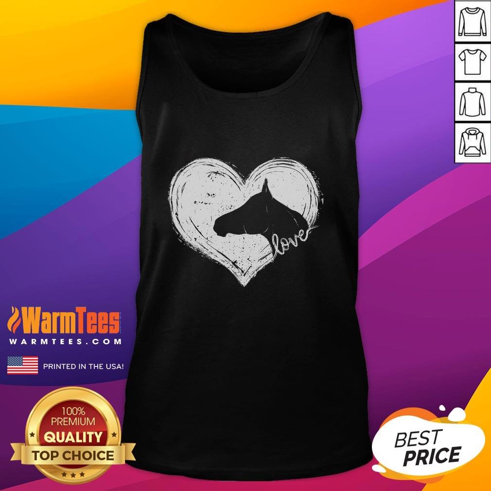 Alt Text: Cute horse heart design on equestrian horseback tank top, perfect for horse riding enthusiasts and fashion lovers.