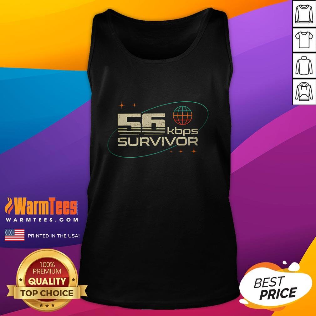 Funny 56kbps Survivor Retro Tank Top featuring a humorous vintage design for music lovers and nostalgia enthusiasts.