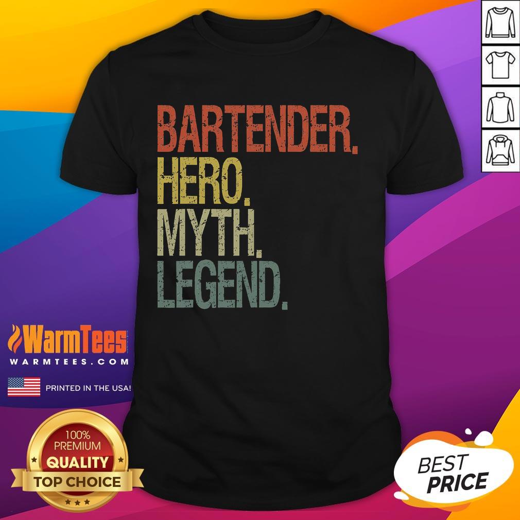 Funny Bartender Hero Myth Legend Vintage T-Shirt featuring a humorous graphic design for bartending enthusiasts.