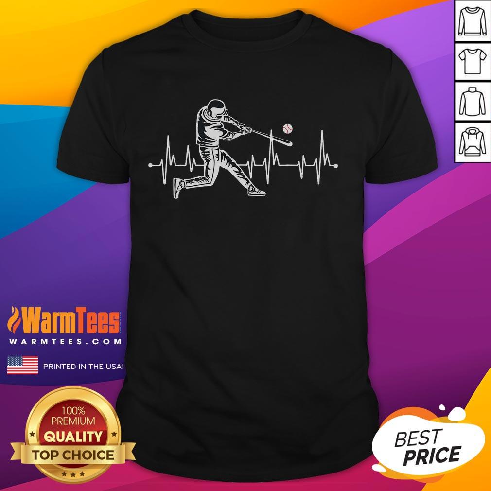 Funny Baseball Heartbeat T-Shirt featuring a unique design of a heartbeat line morphing into a baseball.