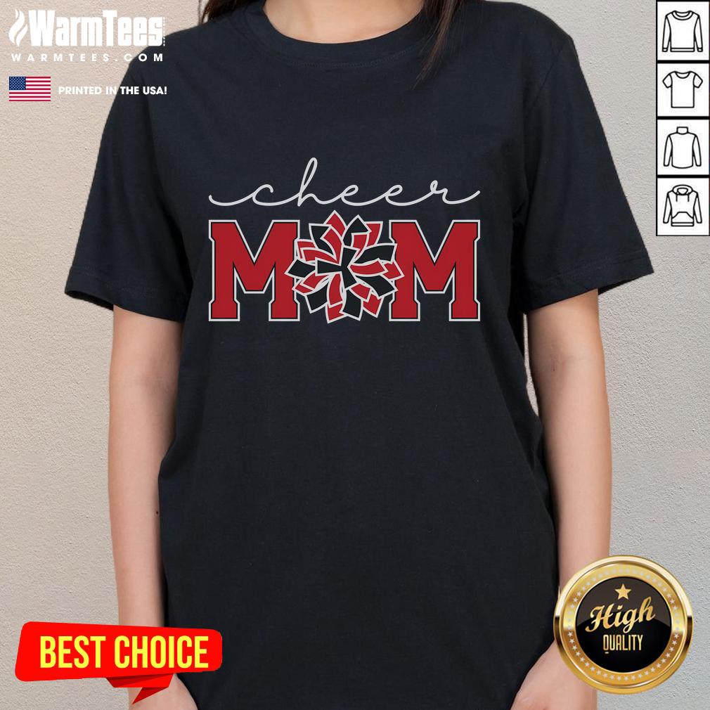 Funny Cheer Squad Mom tee featuring spirited ladies, perfect for cheerleading events and team spirit.