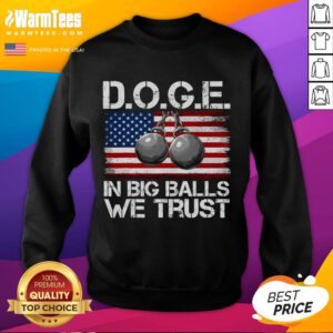Funny DOGE sweatshirt featuring a quirky design with big balls text, perfect for dog lovers and meme enthusiasts.