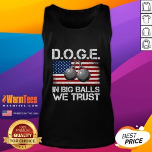 Funny DOGE in Big Balls We Trust tank top featuring a playful doge graphic and vibrant colors for a trendy look.