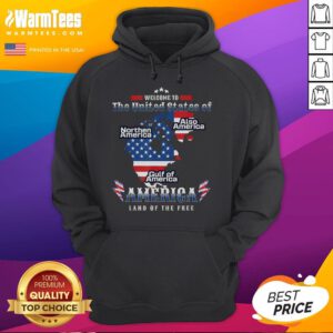 Funny Donald Trump hoodie featuring American flag, Canada, Greenland, and Gulf map design for a humorous touch.