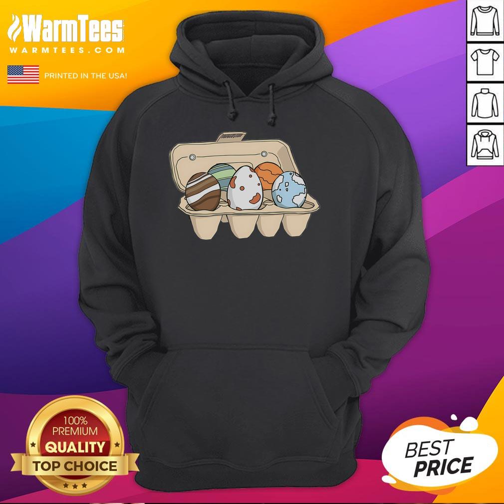 Funny Eggy Planets Hoodie featuring whimsical egg characters on colorful planets, perfect for quirky fashion lovers.