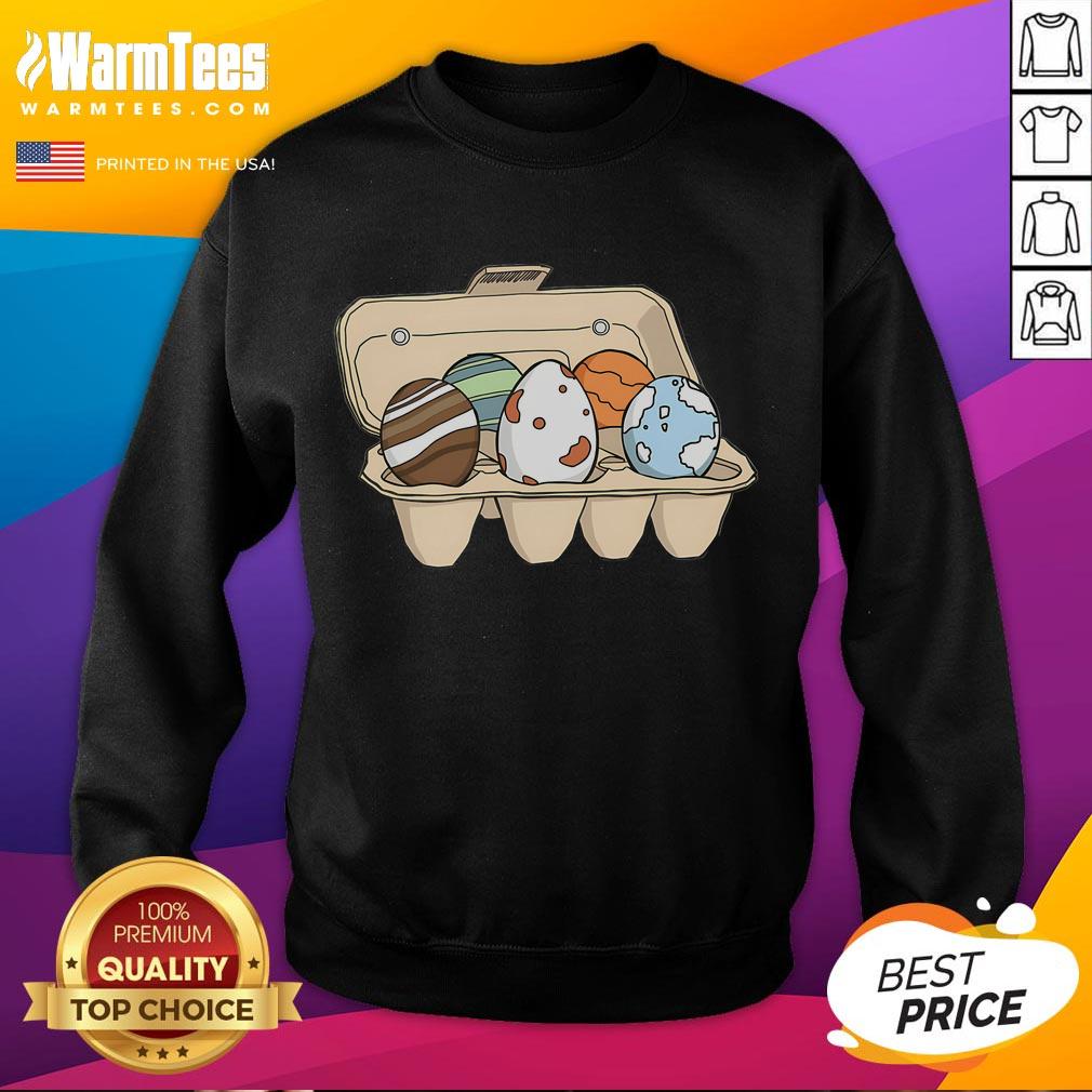 Funny Eggy Planets Sweatshirt featuring quirky planet designs and vibrant colors for a unique, playful fashion statement.