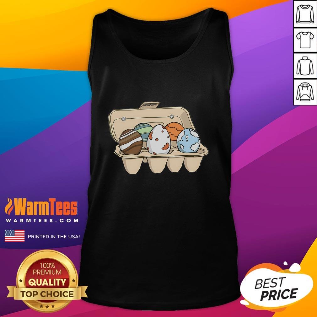 Funny Eggy Planets Tank Top featuring whimsical planet designs and vibrant colors, perfect for casual summer outfits.