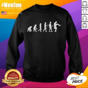 Funny evolution of man to the silly walk sweatshirt design showcasing humorous illustrations and vibrant colors.