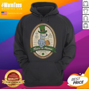 Funny Futurama Beer O Rama Bender St. Patrick's Day hoodie featuring Bender drinking beer with festive green accents.