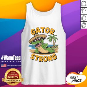 Funny Gator wearing sunglasses on a tank top, showcasing a strong Florida alligator design perfect for summer wear.