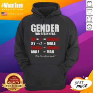 Funny Gender for Beginners hoodie featuring XX Female and XY Male designs, perfect for casual wear and humor lovers.