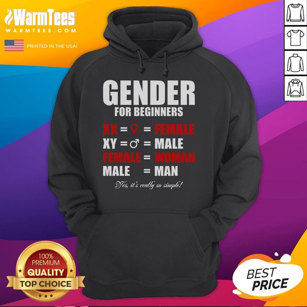 Funny Gender for Beginners hoodie featuring XX Female and XY Male designs, perfect for casual wear and humor lovers.