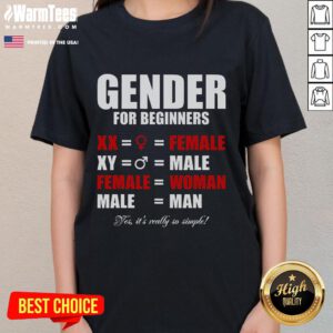 Funny gender for beginners shirt showcasing XX female and XY male graphics on a stylish tee for women and men.