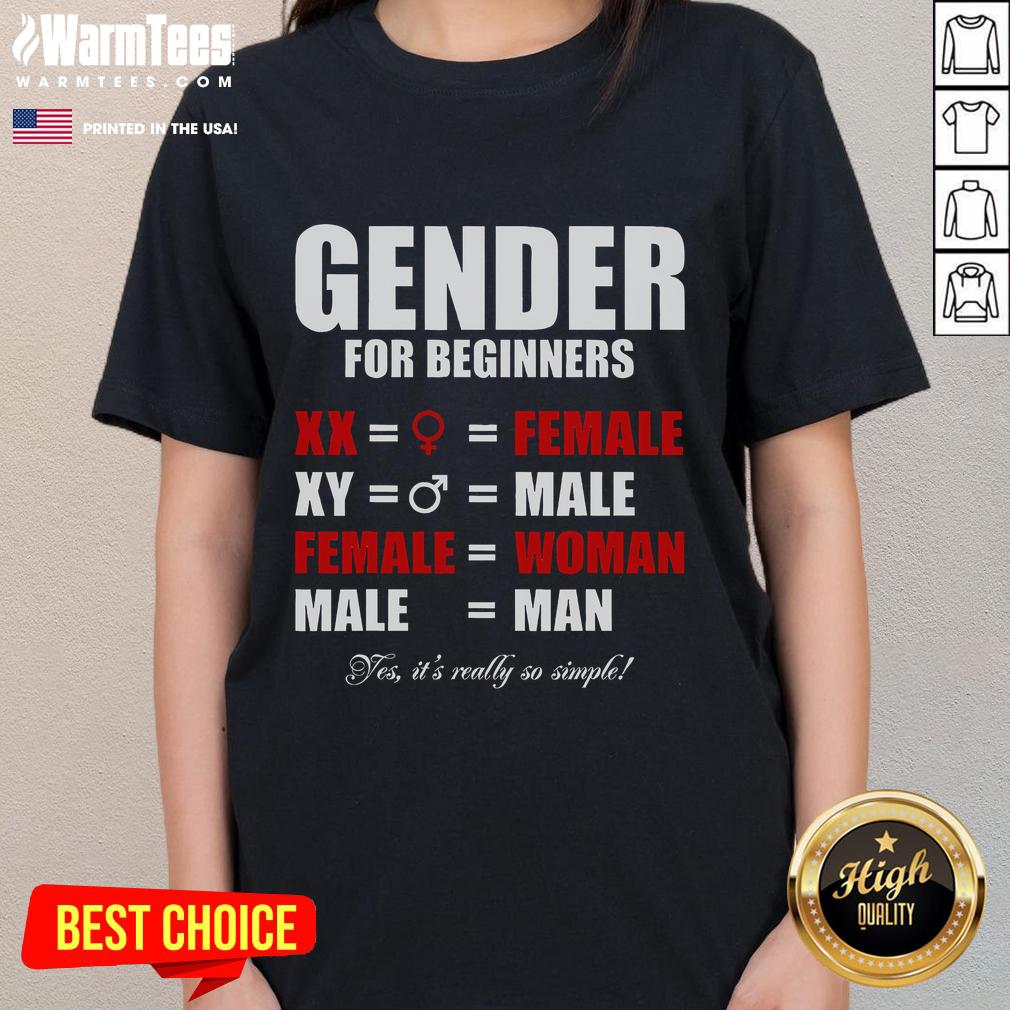 Funny gender for beginners shirt showcasing XX female and XY male graphics on a stylish tee for women and men.