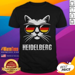 Funny Heidelberg City Cat wearing German flag on a T-Shirt, perfect for Germany lovers and cat enthusiasts.