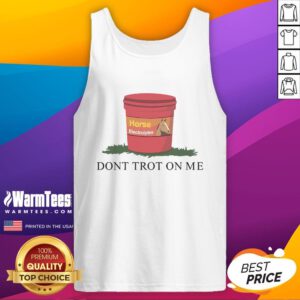 Funny horse-themed tank top featuring 'Don't Trot on Me' slogan with electrolytes graphic for equine lovers.
