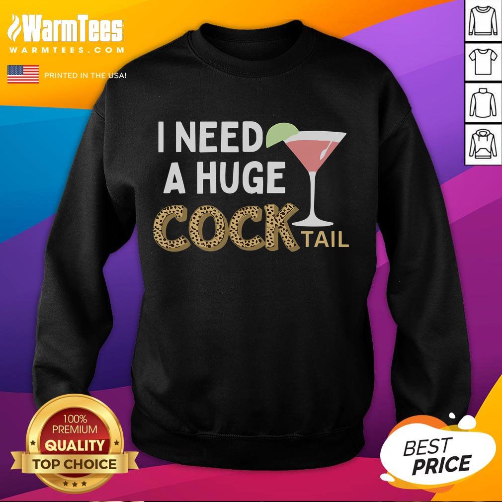 Funny 'I Need A Huge Cocktail' leopard sweatshirt for women, perfect for casual outings and cozy nights in.