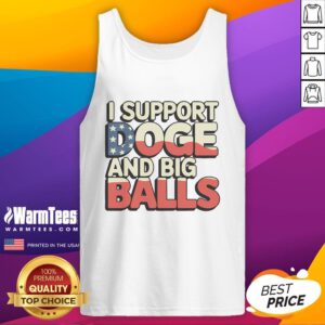 Funny I Support Doge and Big Balls meme on a patriotic tank top, featuring vibrant colors and humorous design.