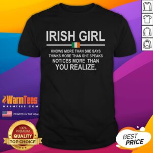 Funny Irish Girl Definition St Patrick's Day T-Shirt featuring playful text and festive green design for celebration.