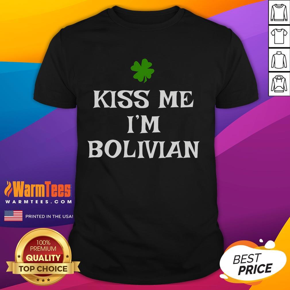 Funny 'Kiss Me I'M Bolivian' St. Patrick's Day T-shirt featuring a playful design celebrating Irish-Bolivian culture.