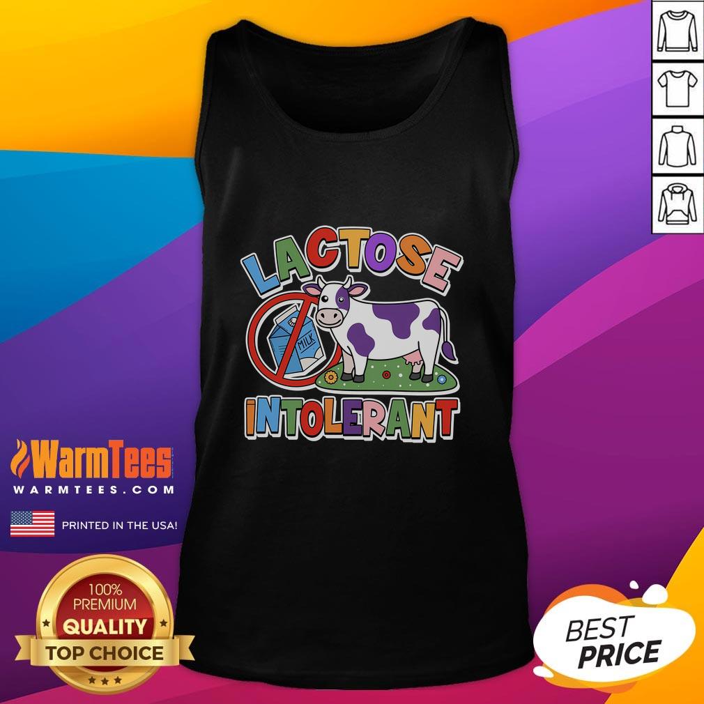 Funny lactose intolerant cow tank top featuring a humorous cow graphic, perfect for dairy-free enthusiasts and casual wear.