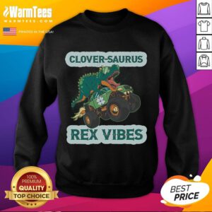 Funny St. Patrick's Day sweatshirt featuring a shamrock dinosaur, perfect for Irish American tradition celebrations.