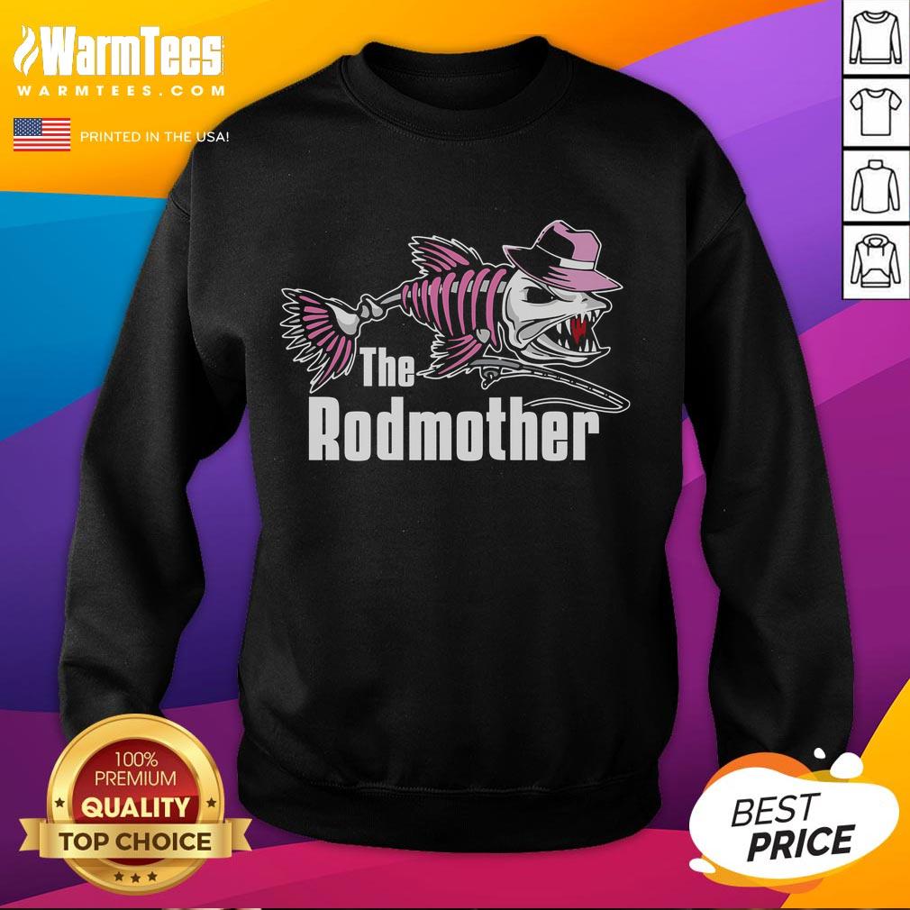Funny The Rodmother Fishing Mom Sweatshirt featuring a playful fishing graphic, perfect for fishing enthusiasts and moms.